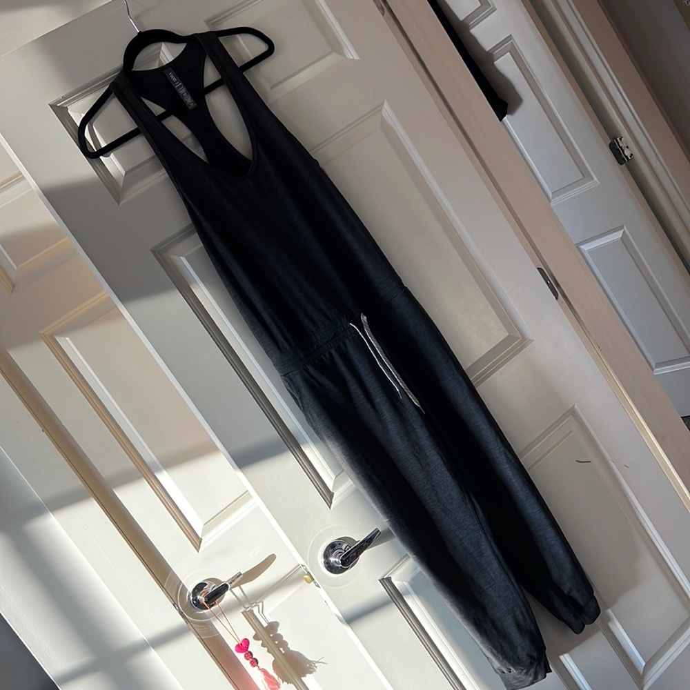 Vuori Black Racerback Zip-Pocket Jumpsuit